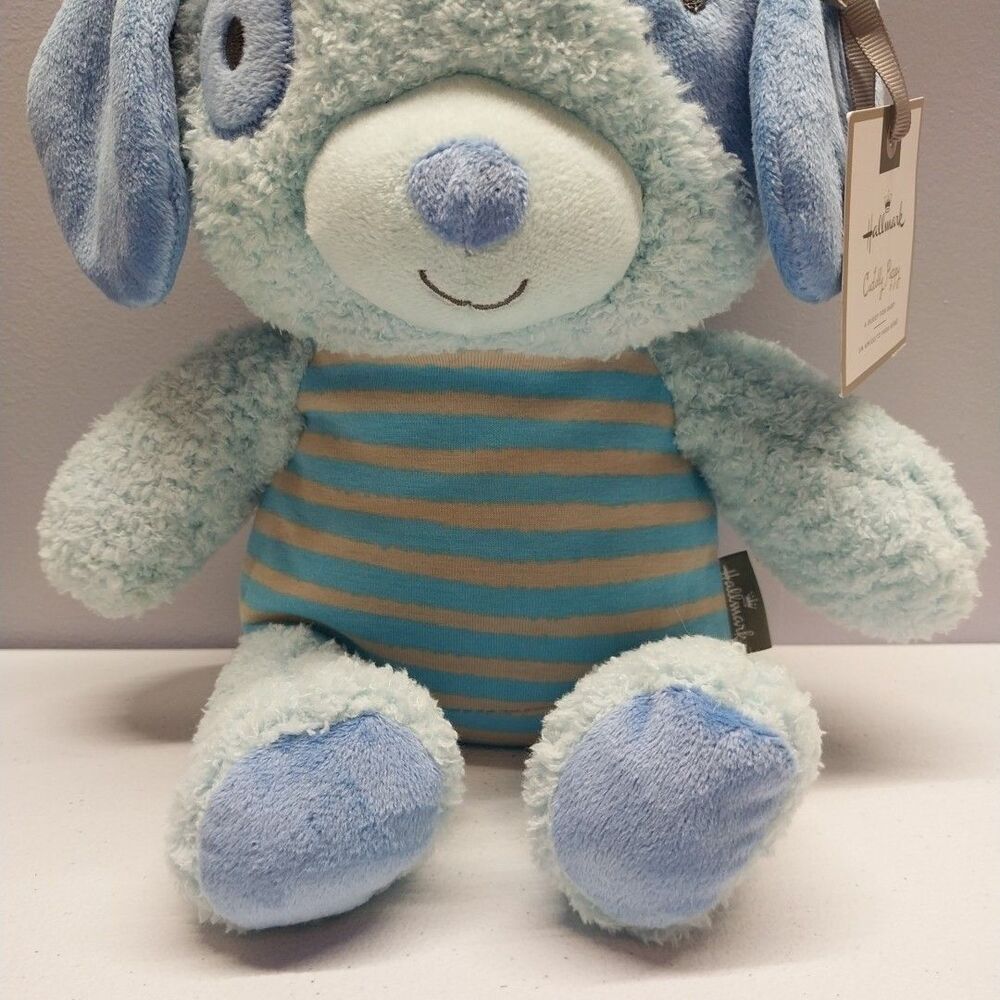 Hallmark Cuddly Puppy Plush Blue Baby Lovey 10" Sewn Eyes NWT Gift - Picture 3 of 16